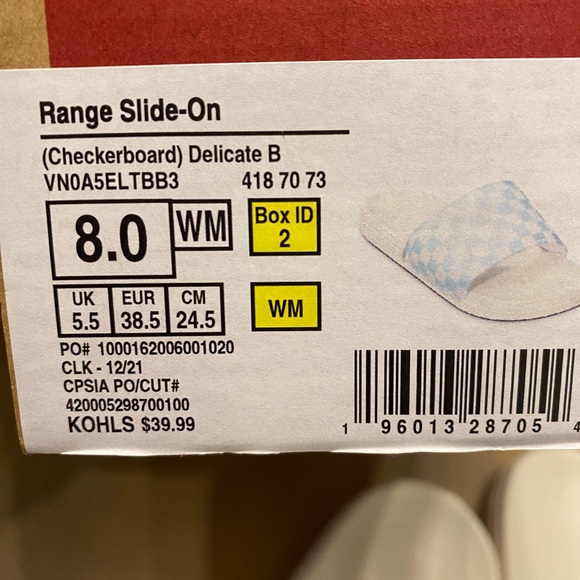 Vans Kids Checkerboard Slide Sandals - Light Blue & White - Picture 3 of 3